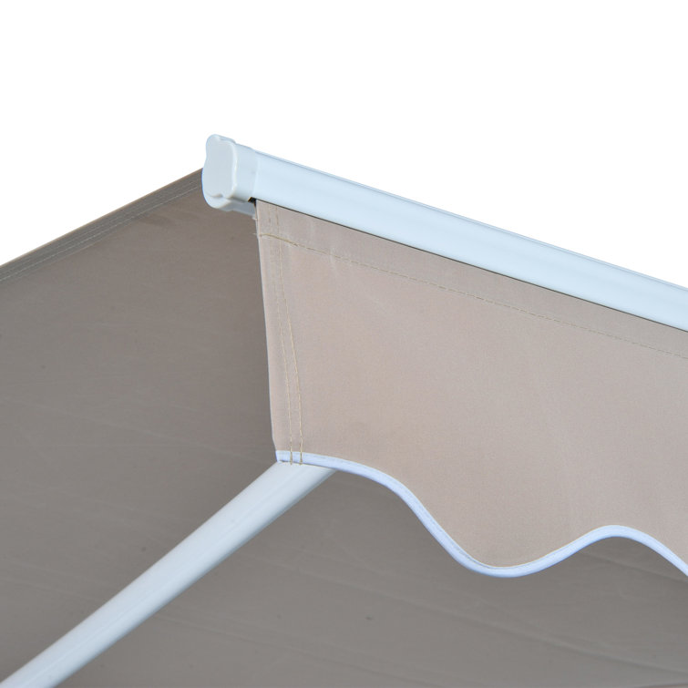 Beige 13' x 8' Retractable Patio Awning with Aluminum Frame