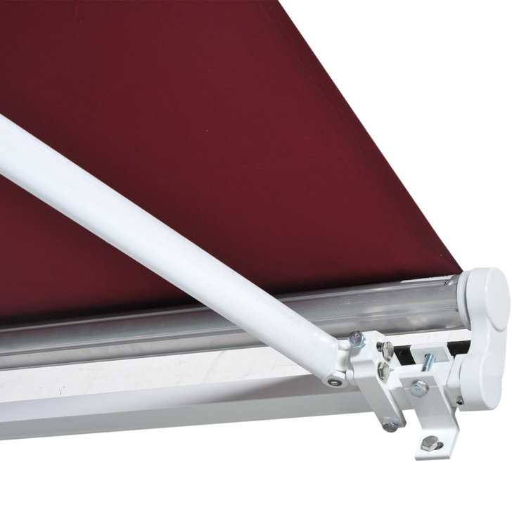 Wine Red Manual Retractable Patio Awning with Aluminum Frame