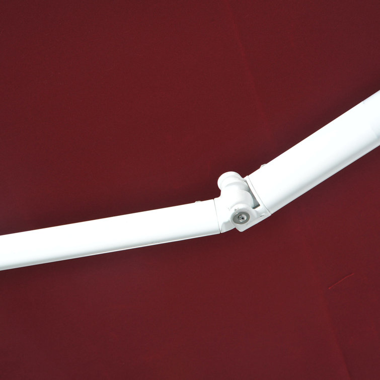 Wine Red Manual Retractable Patio Awning with Aluminum Frame