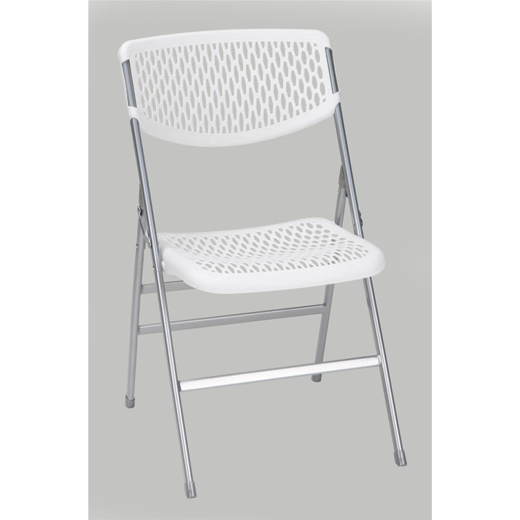 White Metal and Plastic Armless Folding Chair