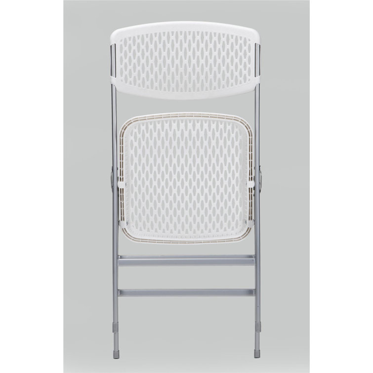 White Metal and Plastic Armless Folding Chair