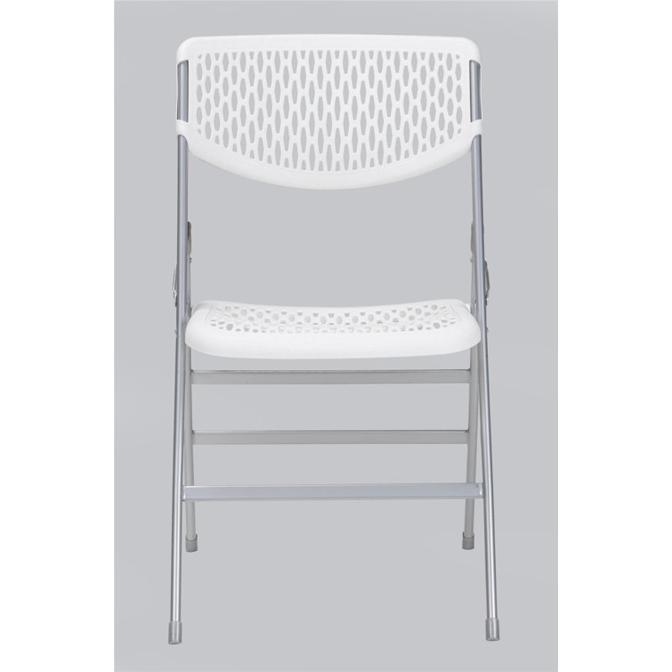 White Metal and Plastic Armless Folding Chair