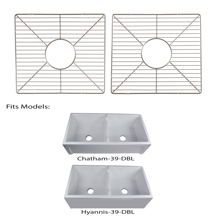 Chrome Stainless Steel Double Bowl Sink Grid Set