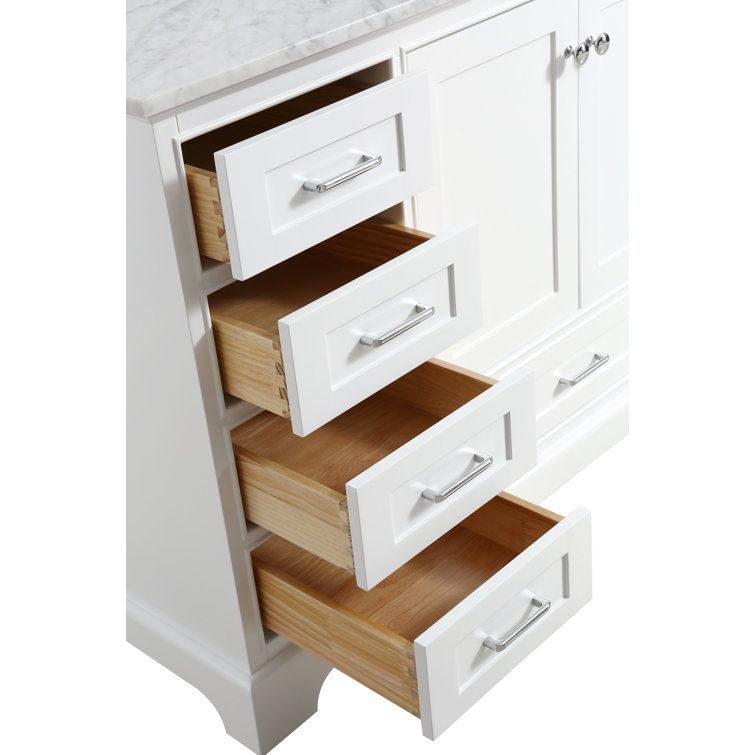 White 60'' Single Bathroom Vanity with Carrara Marble Top