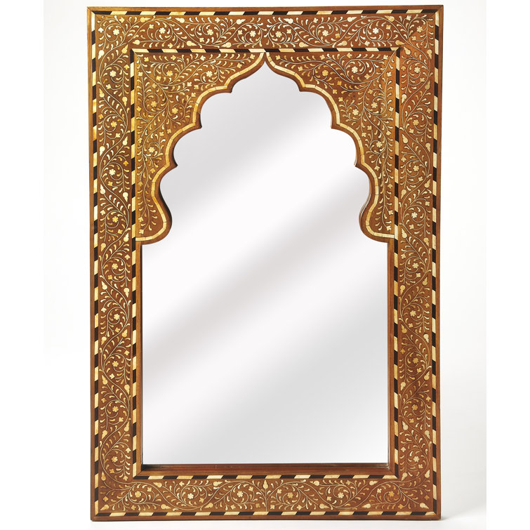 Chevrier 36" Wood and Bone Inlay Wall Mirror