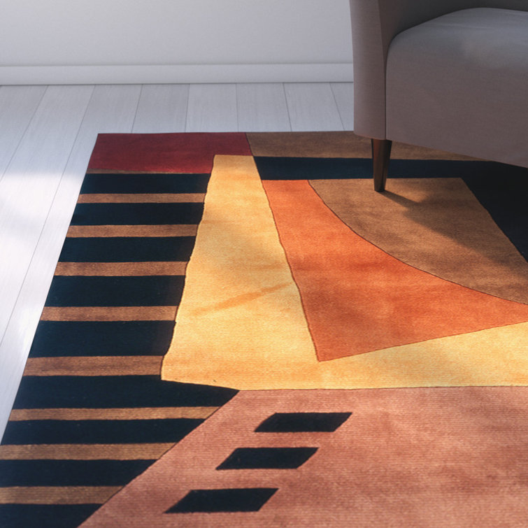 New Wave Red and Brown Hand-Tufted Wool Runner Rug