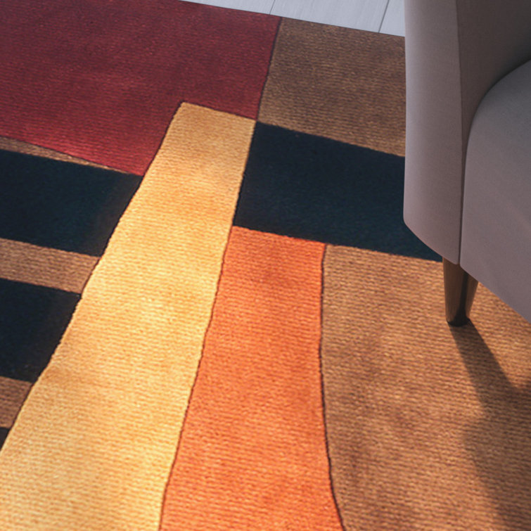New Wave Red and Brown Hand-Tufted Wool Runner Rug
