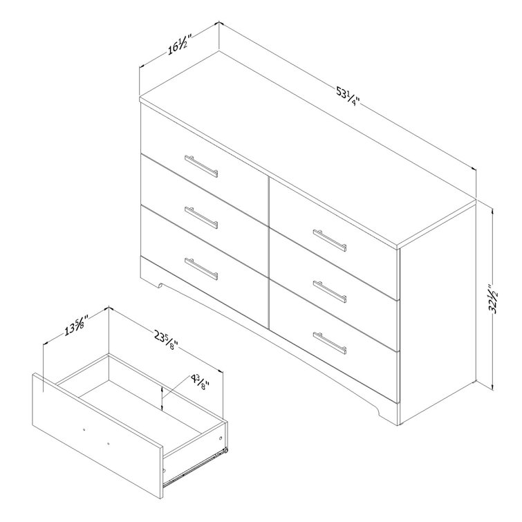 Black Double Horizontal Dresser with Soft Close Drawer