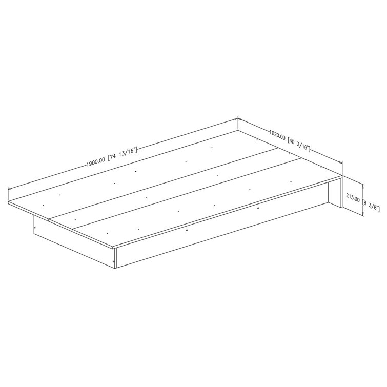 Gray Oak Twin Platform Bed with Drawer and Slats