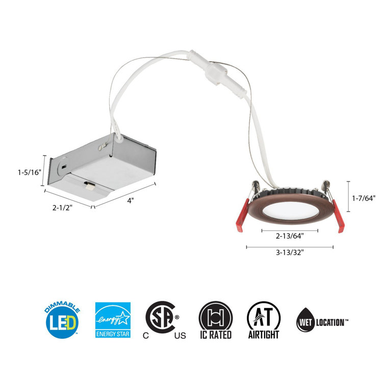 Wafer 3" Oil-Rubbed Bronze Ultra Thin LED Recessed Lighting Kit