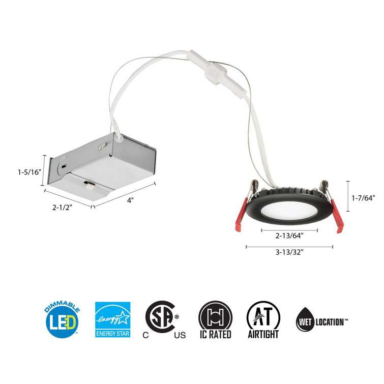 Wafer Matte Black 3" LED Recessed Lighting Kit for Indoor/Outdoor