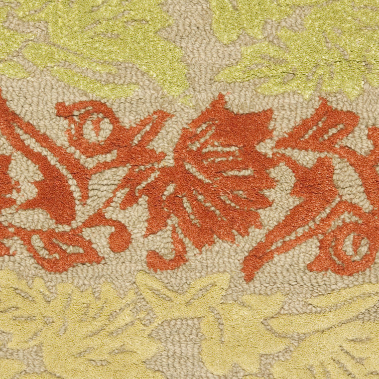 Handmade Multicolor Tufted Wool and Viscose Floral Rug