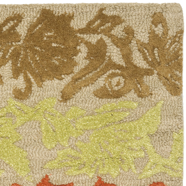 Handmade Multicolor Tufted Wool and Viscose Floral Rug