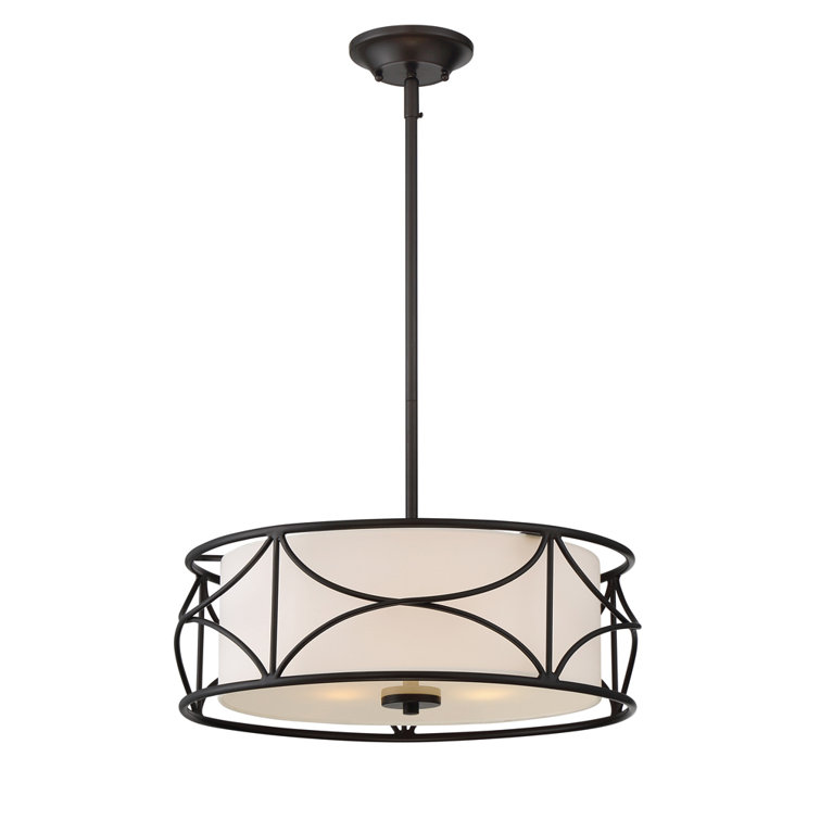 Avara 18'' Oil Rubbed Bronze Drum Pendant with Frosted Diffuser