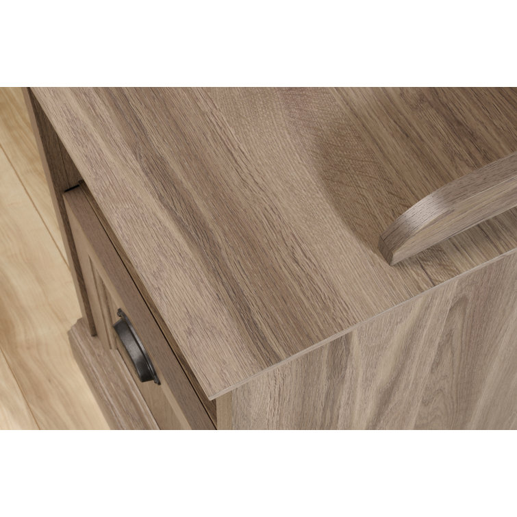 Salt Oak L-Shaped Executive Desk with Filing Cabinet