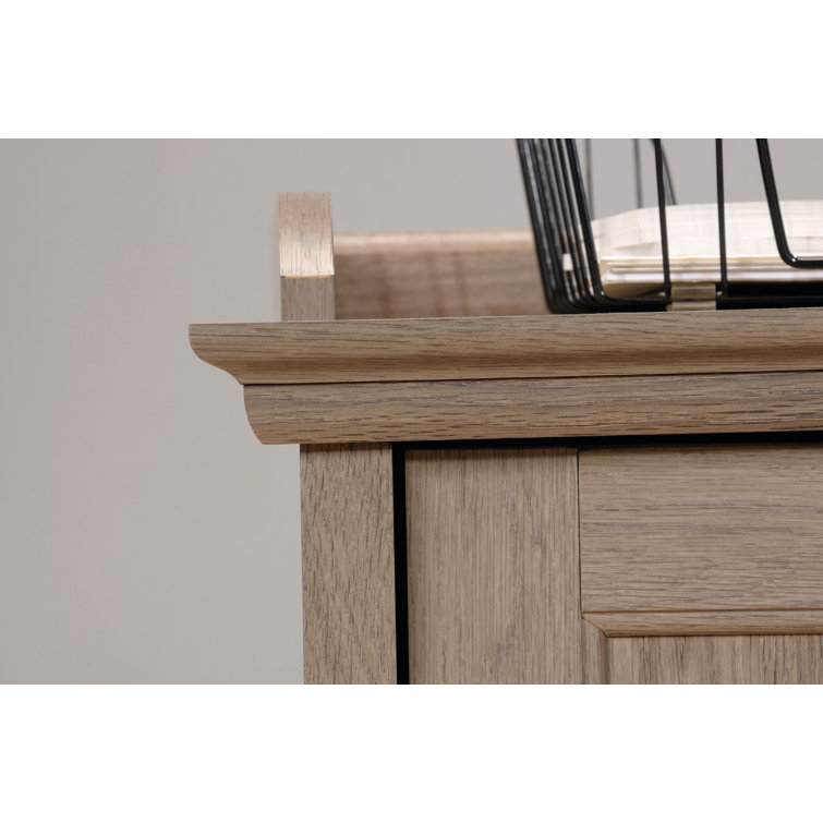Salt Oak L-Shaped Executive Desk with Filing Cabinet