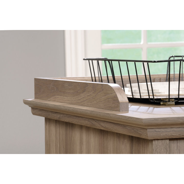 Salt Oak L-Shaped Executive Desk with Filing Cabinet