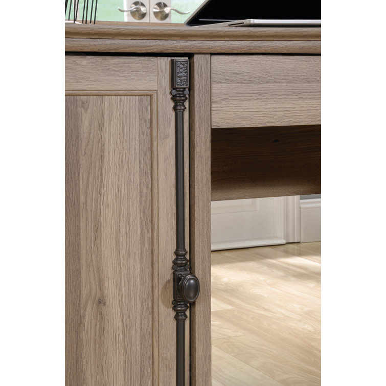Salt Oak L-Shaped Executive Desk with Filing Cabinet