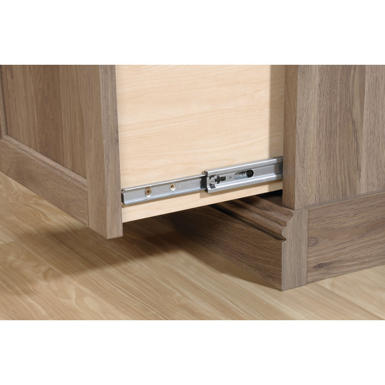 Salt Oak L-Shaped Executive Desk with Filing Cabinet