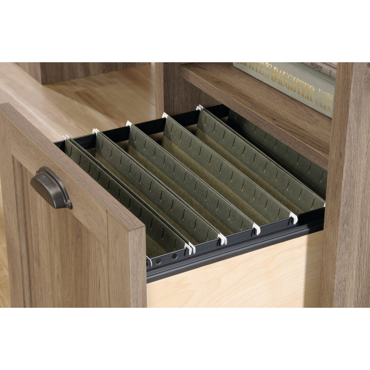 Salt Oak L-Shaped Executive Desk with Filing Cabinet