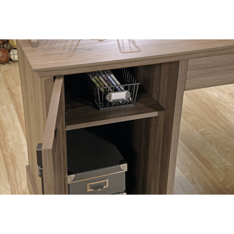Salt Oak L-Shaped Executive Desk with Filing Cabinet