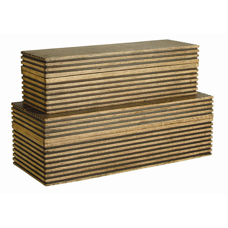 Chestnut Finish Wooden Lidded Storage Box Set