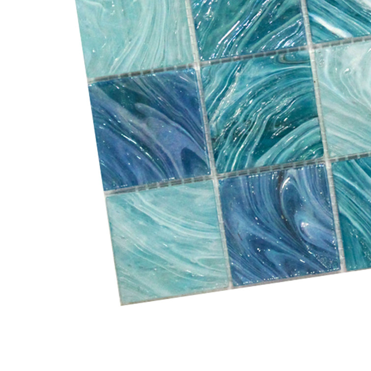 Aqua Blue Sky 2" x 2" Polished Glass Mosaic Tile