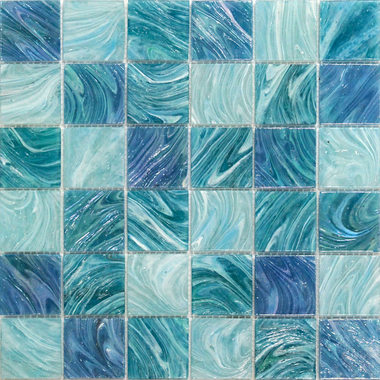 Aqua Blue Sky 2" x 2" Polished Glass Mosaic Tile
