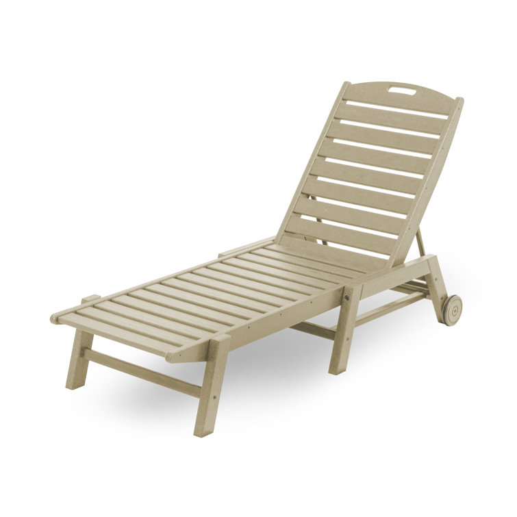 Eco-Friendly Sand POLYWOOD Nautical Chaise Lounge with Wheels