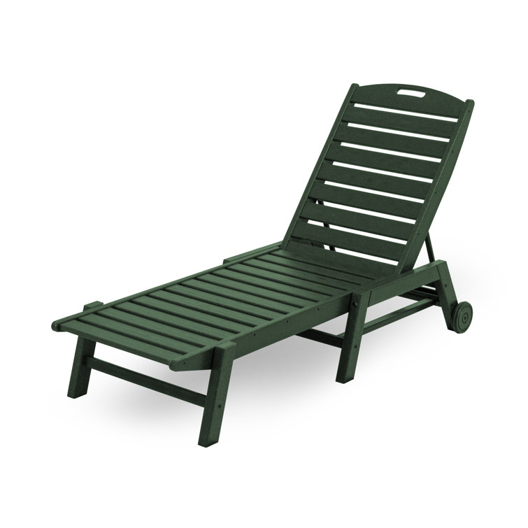 Nautical Black Stackable Wheeled Chaise with Adjustable Back
