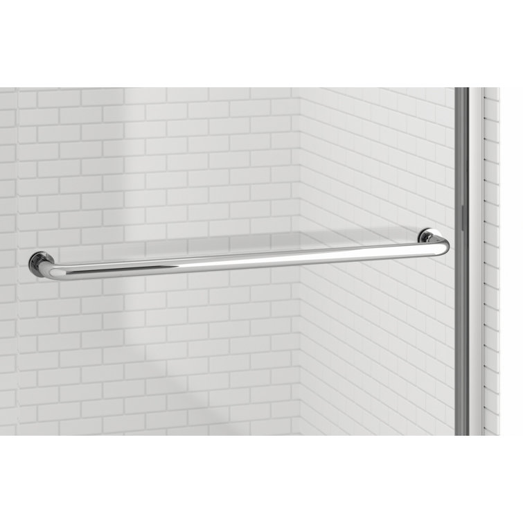 Rotolo 60'' Wide Clear Glass Semi-Frameless Sliding Shower Door with Chrome Hardware
