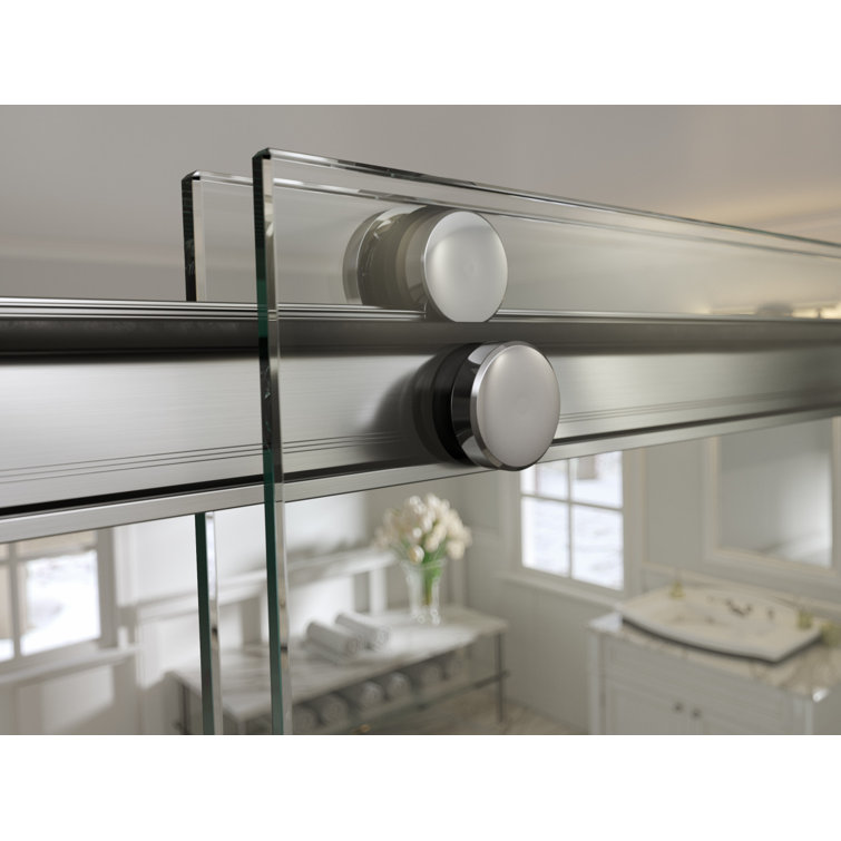 Rotolo 60'' Wide Clear Glass Semi-Frameless Sliding Shower Door with Chrome Hardware