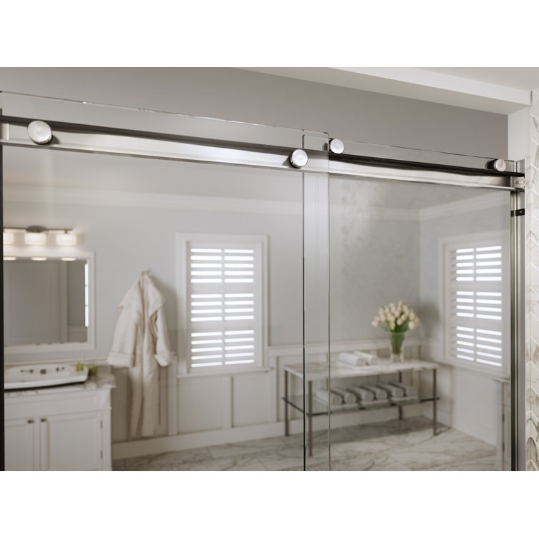 Rotolo 60'' Wide Clear Glass Semi-Frameless Sliding Shower Door with Chrome Hardware