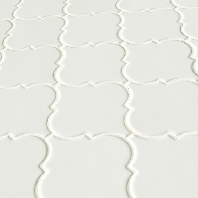 Whisper White Arabesque Ceramic Mosaic Tile Sheet