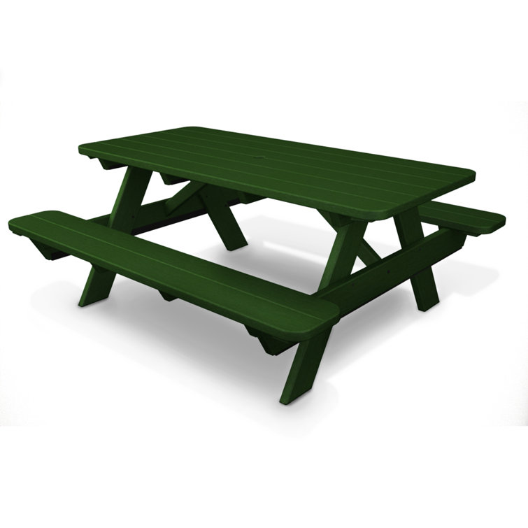 Hunter Green 72" Durable Picnic Table with Umbrella Hole
