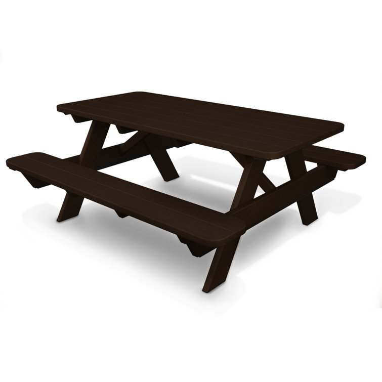 Mahogany 72" Durable Outdoor Picnic Table with Built-in Benches