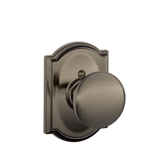 Antique Pewter Brass Non-Turning Door Knob with Camelot Trim