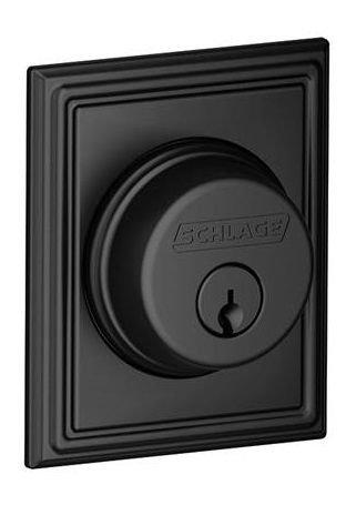 Matte Black Single Cylinder Deadbolt with Addison Trim