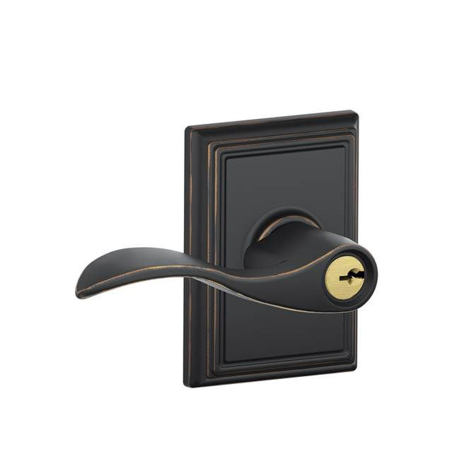 Aged Bronze Lever Entry Door Lock with Addison Trim