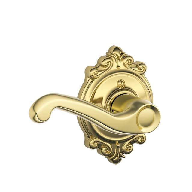 Bright Brass Ornate Flair Lever Dummy Door Handle