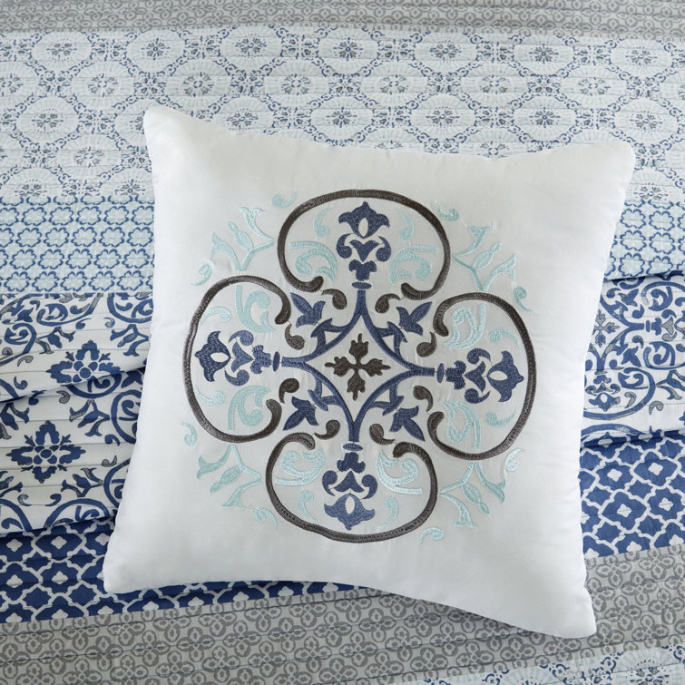 Blue Cotton Reversible California King Quilt Set