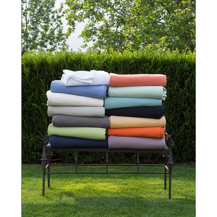 Cozy Ivory Striped Twin-Sized Cotton Knit Blanket