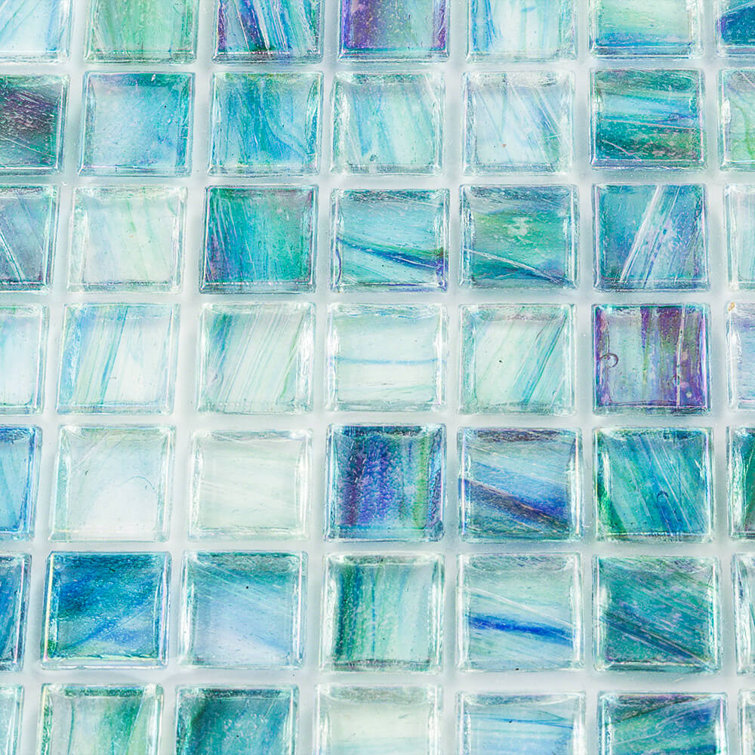 Zephyr Green Polished Glass Mosaic Tile for Walls and Floors