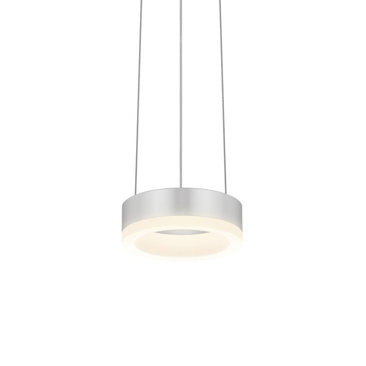 Corona Circular 6" LED Pendant Light in Bright Satin Aluminum