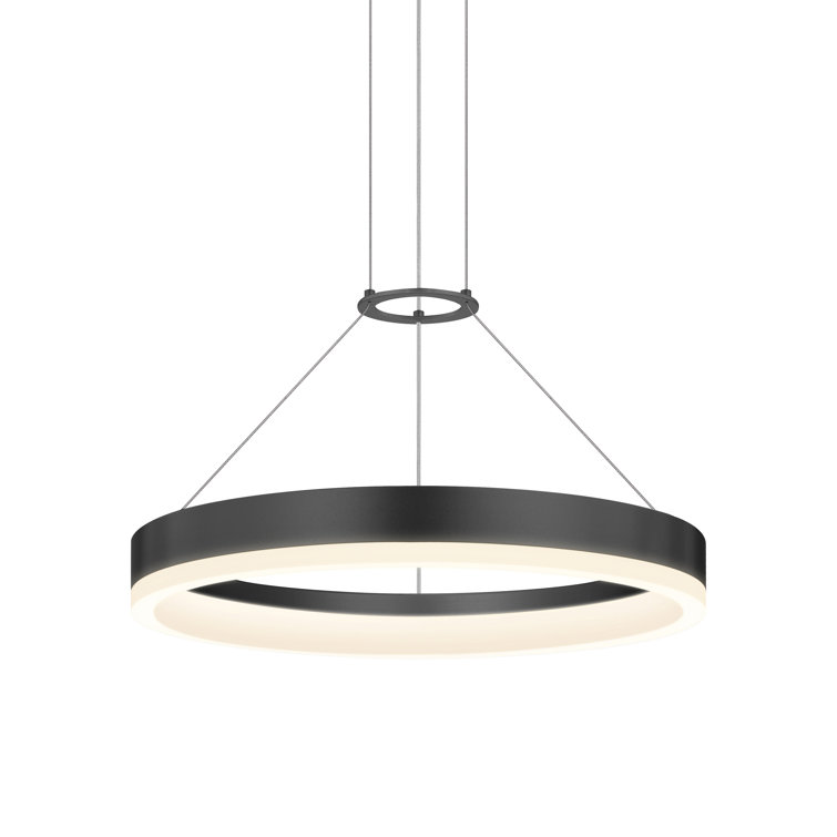 Satin Black 32-Inch LED Geometric Indoor/Outdoor Chandelier
