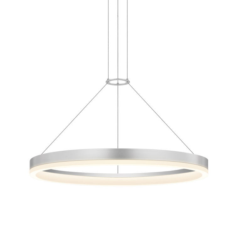 Bright Satin Aluminum LED Geometric Chandelier, 31.5" Indoor/Outdoor
