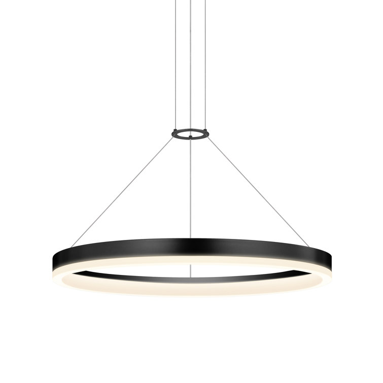 Satin Black 32-Inch LED Geometric Indoor/Outdoor Chandelier