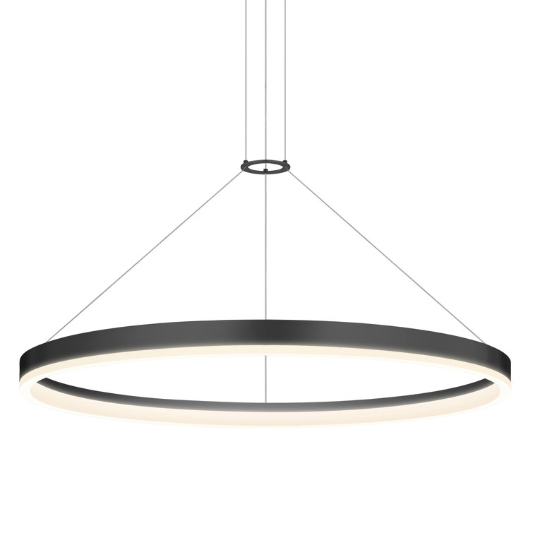 Satin Black 32-Inch LED Geometric Indoor/Outdoor Chandelier