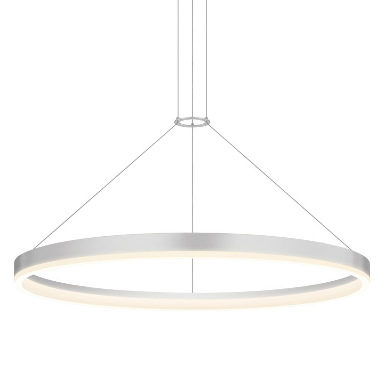 Bright Satin Aluminum LED Geometric Chandelier, 31.5" Indoor/Outdoor