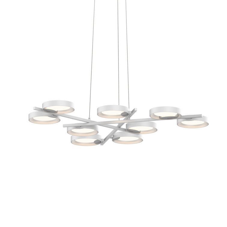 Satin White Light Guide Ring 9-Light LED Sputnik Chandelier